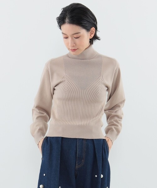 CAROLINA GLASER（カロリナ グレイサー）の「タートルネックニット（ニット/セーター・レディース・ベージュ/ブラック・ONE SIZE）」の4枚目の写真