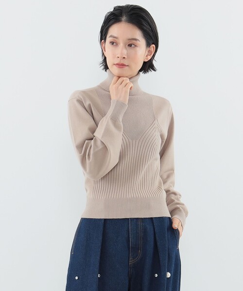 CAROLINA GLASER（カロリナ グレイサー）の「タートルネックニット（ニット/セーター・レディース・ベージュ/ブラック・ONE SIZE）」の5枚目の写真