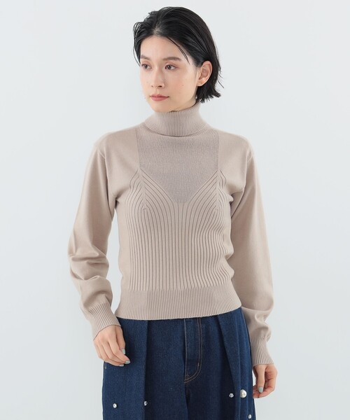 CAROLINA GLASER（カロリナ グレイサー）の「タートルネックニット（ニット/セーター・レディース・ベージュ/ブラック・ONE SIZE）」の10枚目の写真