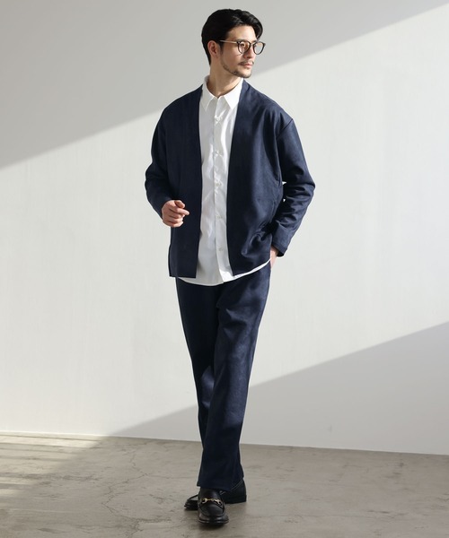 セール】【セットアップ2点セット】ピーチスキンポンチ ノーカラー