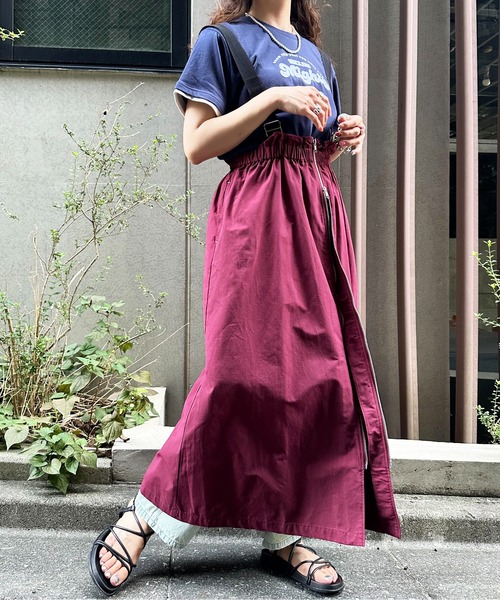 【セール】サス付き2WAY ZIPジャンスカ（ジャンパースカート）｜DOUBLE NAME（ダブルネーム）