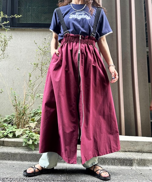 【セール】サス付き2WAY ZIPジャンスカ（ジャンパースカート）｜DOUBLE NAME（ダブルネーム）