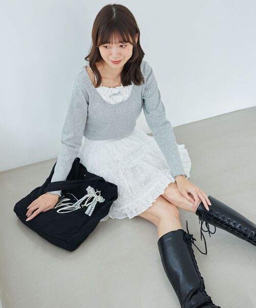 MAJESTIC LEGON(マジェスティックレゴン)の「フロントギャザーフリルトップス(Tシャツ/カットソー・レディース・ブラック/グレー/ホワイト系その他2・MEDIUM)」の15枚目の写真