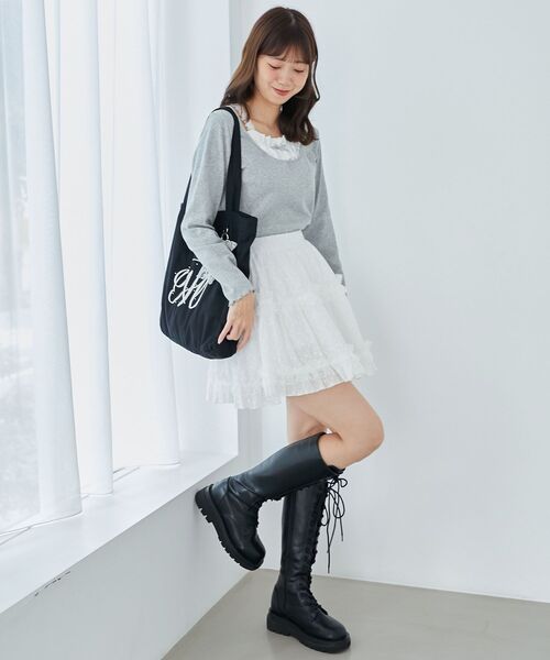 MAJESTIC LEGON(マジェスティックレゴン)の「フロントギャザーフリルトップス(Tシャツ/カットソー・レディース・ブラック/グレー/ホワイト系その他2・MEDIUM)」の13枚目の写真