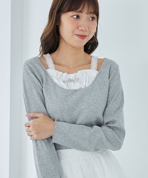MAJESTIC LEGON(マジェスティックレゴン)の「フロントギャザーフリルトップス(Tシャツ/カットソー・レディース・ブラック/グレー/ホワイト系その他2・MEDIUM)」の11枚目の写真