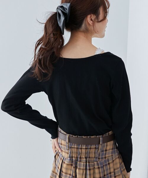 MAJESTIC LEGON(マジェスティックレゴン)の「フロントギャザーフリルトップス(Tシャツ/カットソー・レディース・ブラック/グレー/ホワイト系その他2・MEDIUM)」の9枚目の写真