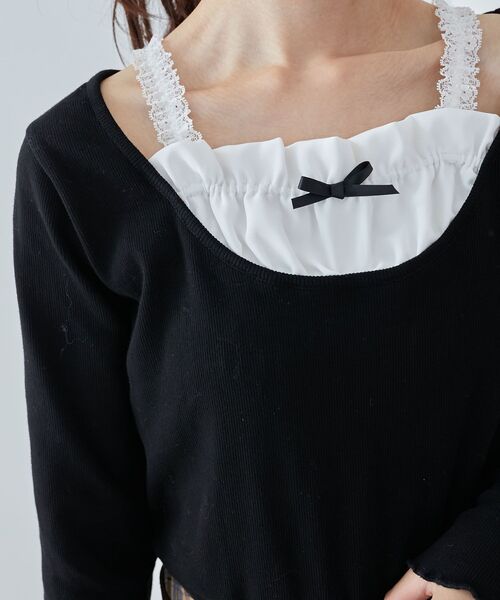 MAJESTIC LEGON(マジェスティックレゴン)の「フロントギャザーフリルトップス(Tシャツ/カットソー・レディース・ブラック/グレー/ホワイト系その他2・MEDIUM)」の8枚目の写真