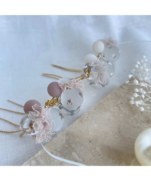tone（トーン）の「【miuland】tutu flower【ノット】(MA)（イヤリング・レディース・ホワイト/ブラウン・FREE）」の3枚目の写真