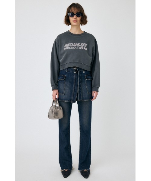 MOUSSY(マウジー)の「RHINESTONE MOUSSY CROPPED プルオーバー(スウェット・レディース・ブラウン/ライトブラック/杢グレー/ピンク・FREE)」の13枚目の写真