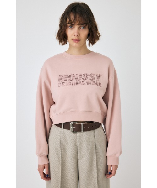 MOUSSY(マウジー)の「RHINESTONE MOUSSY CROPPED プルオーバー(スウェット・レディース・ブラウン/ライトブラック/杢グレー/ピンク・FREE)」の21枚目の写真