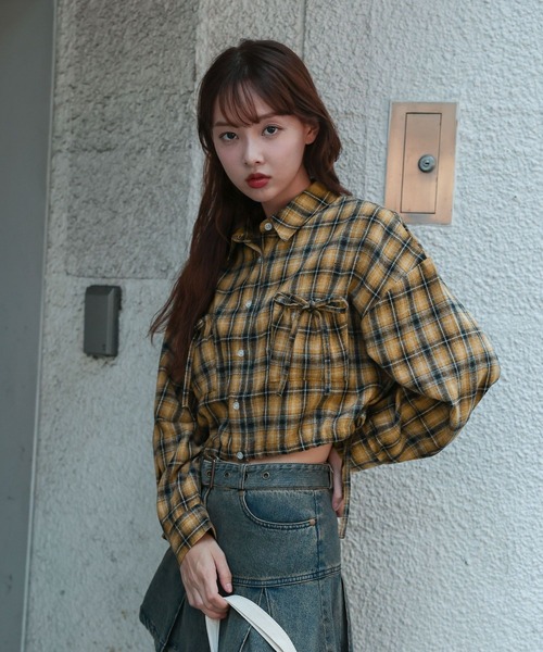 3.3 Field Trip (3.3フィールドトリップ)の「3.3 Field Trip/リボンポケットチェックシャツ(シャツ/ブラウス・レディース・ブラック/グレー/マスタード・FREE)」の3枚目の写真