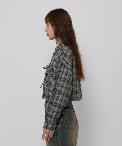 3.3 Field Trip (3.3フィールドトリップ)の「3.3 Field Trip/リボンポケットチェックシャツ(シャツ/ブラウス・レディース・ブラック/グレー/マスタード・FREE)」の14枚目の写真
