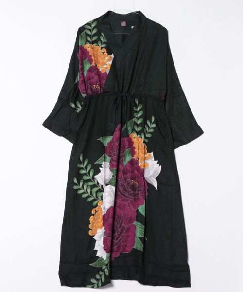 カヤ(カヤ)の「【カヤ】花柳ならいワンピース(ワンピース・レディース・スミクロ/ネイビー/ホワイト×ブルー/グリーン系その他・FREE)」の3枚目の写真