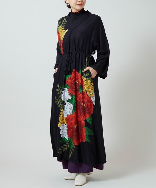 カヤ(カヤ)の「【カヤ】花柳ならいワンピース(ワンピース・レディース・スミクロ/ネイビー/ホワイト×ブルー/グリーン系その他・FREE)」の9枚目の写真