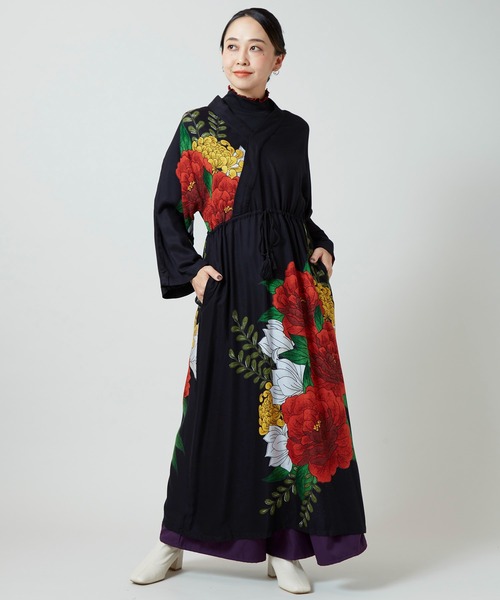 カヤ(カヤ)の「【カヤ】花柳ならいワンピース(ワンピース・レディース・スミクロ/ネイビー/ホワイト×ブルー/グリーン系その他・FREE)」の8枚目の写真