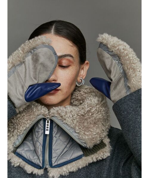 UN3D. FABRIC MIX MITTENS , NECK WARMAR
