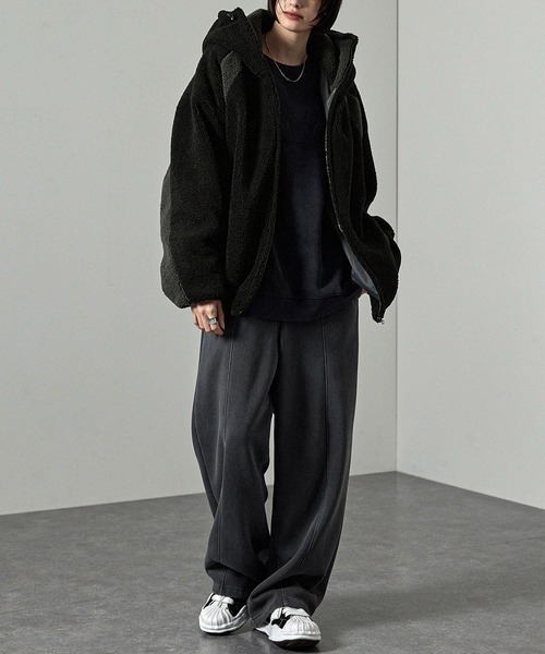 Alfred Alex（アルフレッドアレックス）の「【Alfred Alex】ラバーロゴ ビッグハイネックフードボアブルゾン（その他アウター・メンズ・ブラック/ネイビー・M/L）」の14枚目の写真