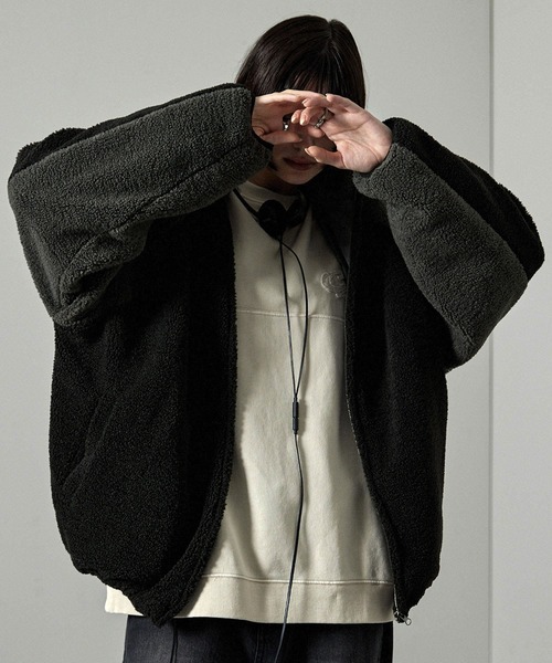 Alfred Alex（アルフレッドアレックス）の「【Alfred Alex】ラバーロゴ ビッグハイネックフードボアブルゾン（その他アウター・メンズ・ブラック/ネイビー・M/L）」の20枚目の写真