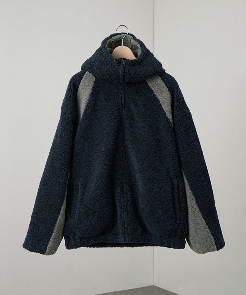 Alfred Alex（アルフレッドアレックス）の「【Alfred Alex】ラバーロゴ ビッグハイネックフードボアブルゾン（その他アウター・メンズ・ブラック/ネイビー・M/L）」の10枚目の写真
