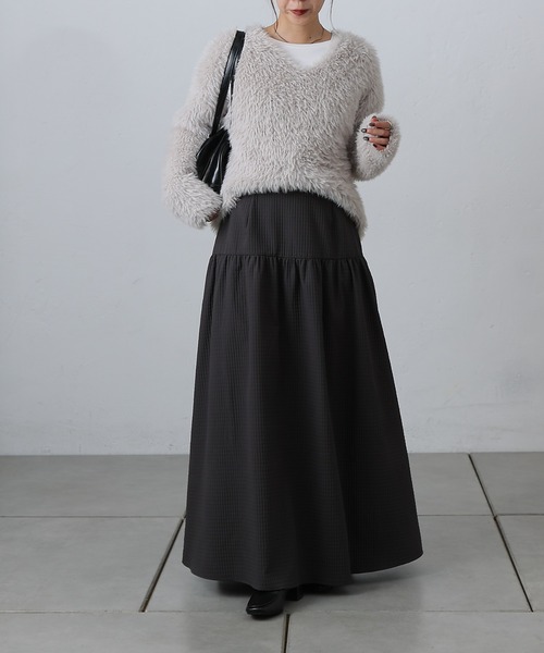 COLONY 2139(コロニートゥーワンスリーナイン)の「チョコキルトフレアスカート(スカート・レディース・オフホワイト/ブラック/チャコールグレー・FREE)」の8枚目の写真