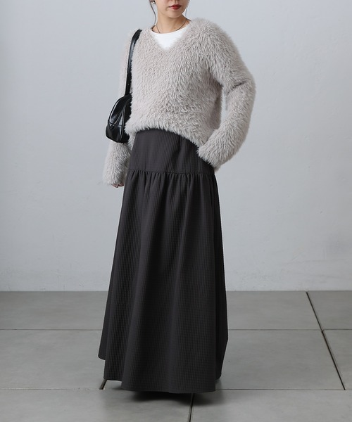 COLONY 2139(コロニートゥーワンスリーナイン)の「チョコキルトフレアスカート(スカート・レディース・オフホワイト/ブラック/チャコールグレー・FREE)」の9枚目の写真