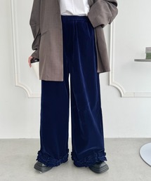 裾フリルワイドイージーパンツ