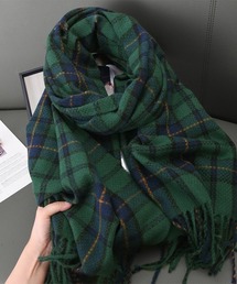 チェック柄マフラー グリーン系~~ カシミヤタッチチェック柄マフラー(グリーン系)