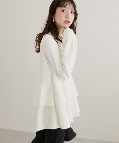 natural couture(ナチュラルクチュール)の「【mamamo】WzipダンボールペプラムTOPS(Tシャツ/カットソー・レディース・ピンク/アイボリー/ブラック・FREE)」の18枚目の写真