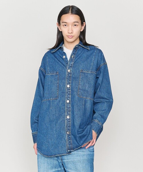 ASTRAET（アストラット）の「＜ASTRAET＞11.5oz デニム 2ポケットシャツ UNISEX（シャツ/ブラウス・レディース・コバルトブルー/ライトグレー・FREE）」の3枚目の写真