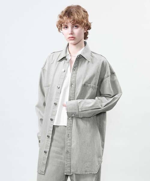 ASTRAET（アストラット）の「＜ASTRAET＞11.5oz デニム 2ポケットシャツ UNISEX（シャツ/ブラウス・レディース・コバルトブルー/ライトグレー・FREE）」の7枚目の写真