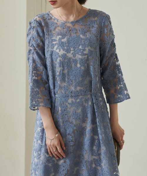 RANAN(ラナン)の「バックリボンデザインレースワンピース(ワンピース・レディース・ブルーグレー/オフホワイト・S/M/L/LL)」の5枚目の写真