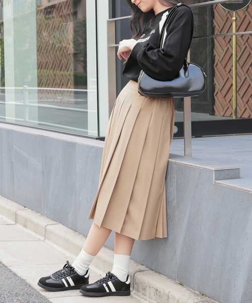 Honeys（ハニーズ）の「ミディ丈プリーツスカート（スカート・レディース・ブラック/キャメル/杢グレー・S/M/L/LL）」の7枚目の写真