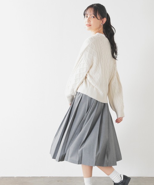 Honeys（ハニーズ）の「ミディ丈プリーツスカート（スカート・レディース・ブラック/キャメル/杢グレー・S/M/L/LL）」の13枚目の写真