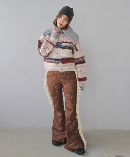 SANSeLF（サンセルフ）の「セーラーカラーボーダージップアップニット【SANSeLF】 sanw24a065（ニット/セーター・レディース・マルチ・FREE）」の2枚目の写真