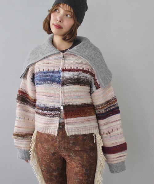 SANSeLF（サンセルフ）の「セーラーカラーボーダージップアップニット【SANSeLF】 sanw24a065（ニット/セーター・レディース・マルチ・FREE）」の3枚目の写真