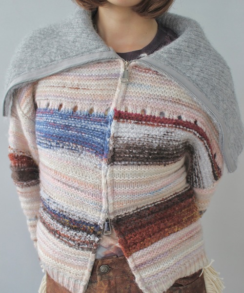 SANSeLF（サンセルフ）の「セーラーカラーボーダージップアップニット【SANSeLF】 sanw24a065（ニット/セーター・レディース・マルチ・FREE）」の4枚目の写真