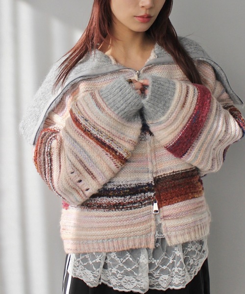 SANSeLF（サンセルフ）の「セーラーカラーボーダージップアップニット【SANSeLF】 sanw24a065（ニット/セーター・レディース・マルチ・FREE）」の14枚目の写真