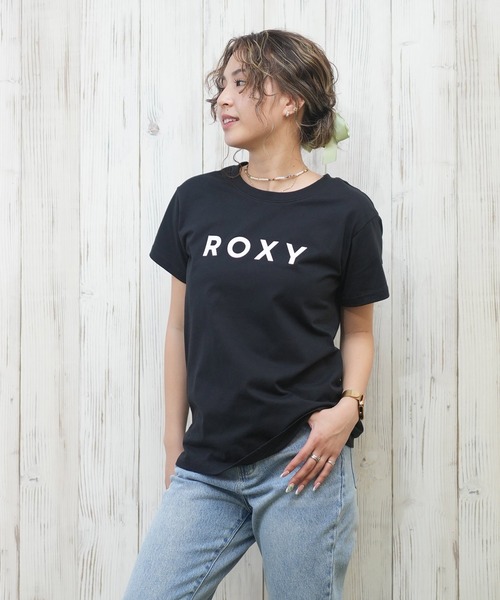 ROXY（ロキシー）の「ROXY/ロキシー シンプルロゴTシャツ RST251098（Tシャツ/カットソー・レディース・ブラック/ホワイト・L/M/S）」の2枚目の写真