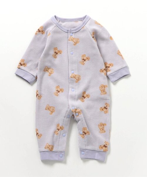 apres les cours(アプレレクール)の「【WEB限定】ワッフルバラエティカバーオール(ロンパース・キッズ・サックスブルー/アイボリー/オフホワイト/クリーム・80/60/70)」の4枚目の写真