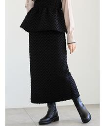 Te chichi | フリンジジャカードボンディングスカート（セットアップ可）(スカート)