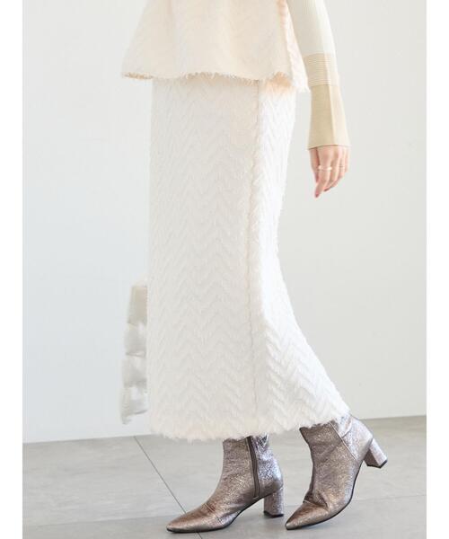 Te chichi（テチチ）の「フリンジジャカードボンディングスカート（セットアップ可）（スカート・レディース・オフホワイト/ブラック・M/S）」の8枚目の写真