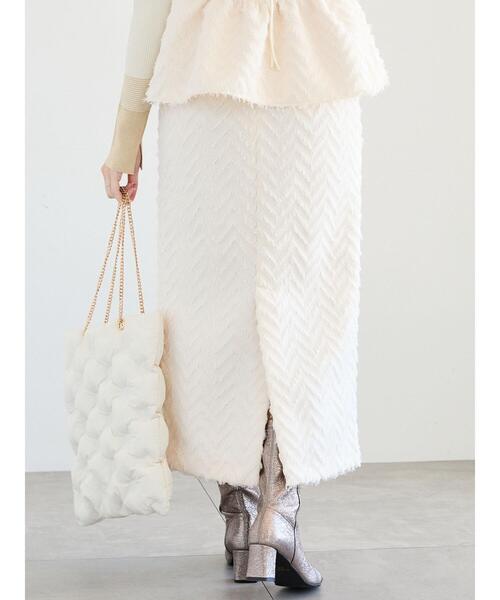 Te chichi（テチチ）の「フリンジジャカードボンディングスカート（セットアップ可）（スカート・レディース・オフホワイト/ブラック・M/S）」の9枚目の写真