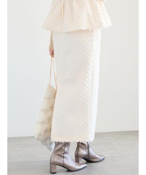 Te chichi（テチチ）の「フリンジジャカードボンディングスカート（セットアップ可）（スカート・レディース・オフホワイト/ブラック・M/S）」の10枚目の写真