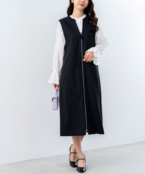 ANNA LUNA(アンナルナ)の「【ANNA LUNA】オケージョン にも◎袖の プリーツ カフス がポイントの万能 シャツ チュニック(シャツ/ブラウス・レディース・ネイビー/ブラック/オフホワイト・MEDIUM)」の18枚目の写真