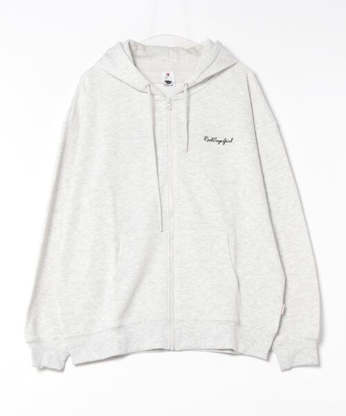 【Red Cap Girl／レッドキャップガール】ワンポイント刺繍 ガールバックプリント ジップパーカー フーディー オーバーサイズ ユニセックス 推し活（パーカー）｜Red Cap Girl（レッドキャプガール）
