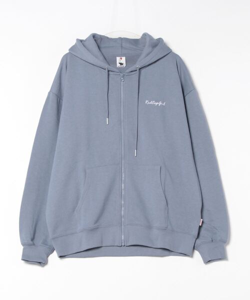 【Red Cap Girl／レッドキャップガール】ワンポイント刺繍 ガールバックプリント ジップパーカー フーディー オーバーサイズ ユニセックス 推し活（パーカー）｜Red Cap Girl（レッドキャプガール）