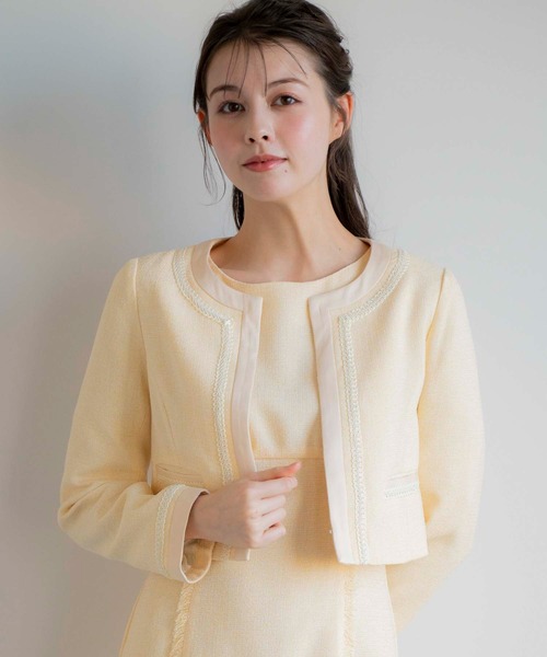 NOELA(ノエラ)の「ツイードジャケット(ノーカラージャケット・レディース・イエロー/ブラック/ベージュ・フリー)」の15枚目の写真