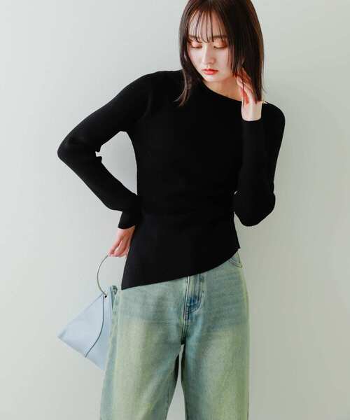 SENSE OF PLACE by URBAN RESEARCH(センスオブプレイスバイアーバンリサーチ)の「アシメデザインセーター(ニット/セーター・レディース・イエロー/アイボリー/チャコールグレー/ブラック・ONE)」の10枚目の写真