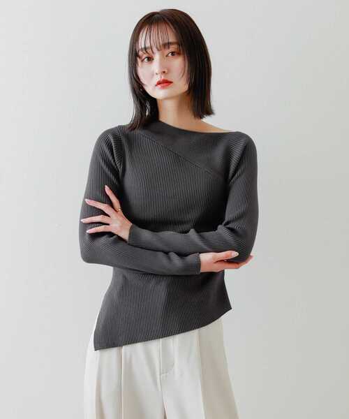 SENSE OF PLACE by URBAN RESEARCH(センスオブプレイスバイアーバンリサーチ)の「アシメデザインセーター(ニット/セーター・レディース・イエロー/アイボリー/チャコールグレー/ブラック・ONE)」の15枚目の写真