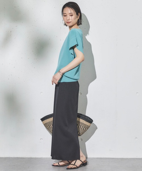 Doux archives（ドゥアルシーヴ）の「【新色追加】フレンチスリーブニット（ニット/セーター・レディース・ネイビー/ラベンダー/ブラック×ホワイト/オフホワイト/ホワイト×ブラック/グレイッシュベージュ/ダークブラウン/ブルー/シアン・FREE）」の11枚目の写真